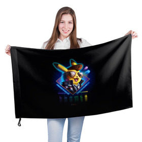 Флаг 3D с принтом Пикачу в Белгороде, 100% полиэстер | плотность ткани — 95 г/м2, размер — 67 х 109 см. Принт наносится с одной стороны | go | pikachu | pokemon | poket monster | нинтендо | пикачу | покемон | японская поп культура