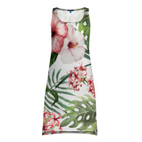 Платье-майка 3D с принтом Таинственный остров в Белгороде, 100% полиэстер | полуприлегающий силуэт, широкие бретели, круглый вырез горловины, удлиненный подол сзади. | vppdgryphon | арт | краска | остров | тропики | цветные | цветок | цветы