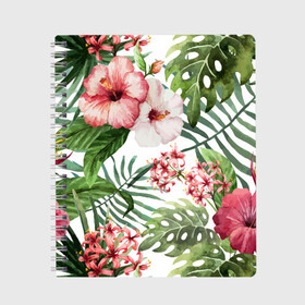 Тетрадь с принтом Таинственный остров в Белгороде, 100% бумага | 48 листов, плотность листов — 60 г/м2, плотность картонной обложки — 250 г/м2. Листы скреплены сбоку удобной пружинной спиралью. Уголки страниц и обложки скругленные. Цвет линий — светло-серый
 | vppdgryphon | арт | краска | остров | тропики | цветные | цветок | цветы