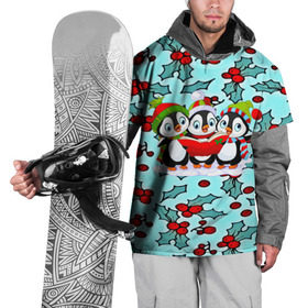Накидка на куртку 3D с принтом Пингвинчики в Белгороде, 100% полиэстер |  | new year | santa | дед мороз | елка | елочки | новогодний | новый год | рождество | сантаклаус | снег | снежинки