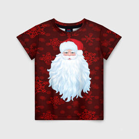 Детская футболка 3D с принтом Санта Клаус в Белгороде, 100% гипоаллергенный полиэфир | прямой крой, круглый вырез горловины, длина до линии бедер, чуть спущенное плечо, ткань немного тянется | christmas | new year | santa | дед мороз | елка | елочки | новогодний | новый год | рождество | сантаклаус | снег | снежинки