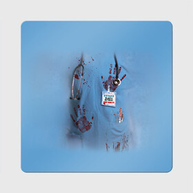 Магнит виниловый Квадрат с принтом Костюм врача кровь в Белгороде, полимерный материал с магнитным слоем | размер 9*9 см, закругленные углы | Тематика изображения на принте: больница | врач | доктор | клиника | кровь