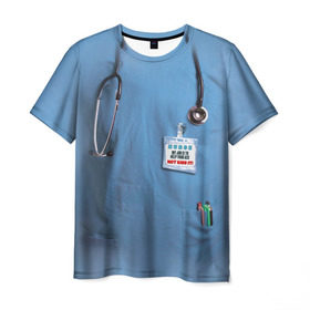 Мужская футболка 3D с принтом Костюм врача в Белгороде, 100% полиэфир | прямой крой, круглый вырез горловины, длина до линии бедер | больница | врач | градусник | доктор | интерн | клиника | медбрат | медсестра | поликлиника | стетоскоп | фонендоскоп