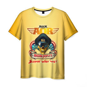 Мужская футболка 3D с принтом Bon Jovi, slippery when wet в Белгороде, 100% полиэфир | прямой крой, круглый вырез горловины, длина до линии бедер | bon jovi | бон джови | глэм | группа | метал | поп | попрок | рок | софт | хард | хеви | хевиметал