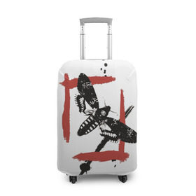 Чехол для чемодана 3D с принтом Бабочка Треш полька в Белгороде, 86% полиэфир, 14% спандекс | двустороннее нанесение принта, прорези для ручек и колес | 