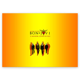 Поздравительная открытка с принтом Группа Bon Jovi в Белгороде, 100% бумага | плотность бумаги 280 г/м2, матовая, на обратной стороне линовка и место для марки
 | bon jovi | бон | бон джови | глэм | группа | джови | джон | рок | хард