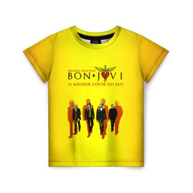 Детская футболка 3D с принтом Группа Bon Jovi в Белгороде, 100% гипоаллергенный полиэфир | прямой крой, круглый вырез горловины, длина до линии бедер, чуть спущенное плечо, ткань немного тянется | bon jovi | бон | бон джови | глэм | группа | джови | джон | рок | хард