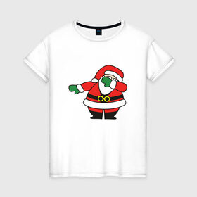 Женская футболка хлопок с принтом Дед Мороз DAB в Белгороде, 100% хлопок | прямой крой, круглый вырез горловины, длина до линии бедер, слегка спущенное плечо | 