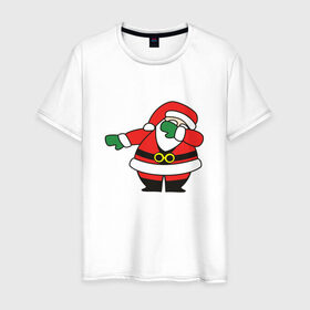 Мужская футболка хлопок с принтом Дед Мороз DAB в Белгороде, 100% хлопок | прямой крой, круглый вырез горловины, длина до линии бедер, слегка спущенное плечо. | 