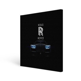 Холст квадратный с принтом Rolls Royce phantom в Белгороде, 100% ПВХ |  | luxury | phantom | rich | rolls royce | rr | авто | автомобили | бренд | известные | логотип | машина | надписи | огни | ролс ройс | роскошь | тень | фары | черный