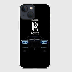 Чехол для iPhone 13 mini с принтом Rolls Royce phantom в Белгороде,  |  | Тематика изображения на принте: luxury | phantom | rich | rolls royce | rr | авто | автомобили | бренд | известные | логотип | машина | надписи | огни | ролс ройс | роскошь | тень | фары | черный