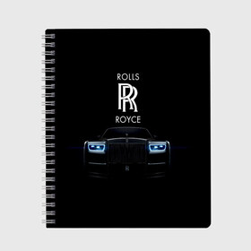 Тетрадь с принтом Rolls Royce phantom в Белгороде, 100% бумага | 48 листов, плотность листов — 60 г/м2, плотность картонной обложки — 250 г/м2. Листы скреплены сбоку удобной пружинной спиралью. Уголки страниц и обложки скругленные. Цвет линий — светло-серый
 | luxury | phantom | rich | rolls royce | rr | авто | автомобили | бренд | известные | логотип | машина | надписи | огни | ролс ройс | роскошь | тень | фары | черный