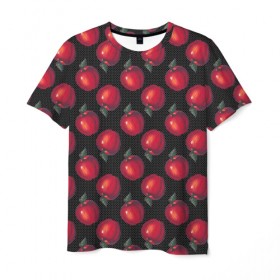 Мужская футболка 3D с принтом Яблочки в Белгороде, 100% полиэфир | прямой крой, круглый вырез горловины, длина до линии бедер | Тематика изображения на принте: 