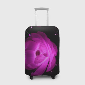 Чехол для чемодана 3D с принтом Цветок в Белгороде, 86% полиэфир, 14% спандекс | двустороннее нанесение принта, прорези для ручек и колес | лепестки | модные | природа | растения | розовый | тренды | фон | цвет | цветок | цветы | черный
