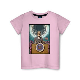 Детская футболка хлопок с принтом Джон Кеннеди в Белгороде, 100% хлопок | круглый вырез горловины, полуприлегающий силуэт, длина до линии бедер | Тематика изображения на принте: apollo | nasa | usa | аполлон | высадка на луну | космическая гонка | луна | лунная программа | наса | президент америки | сша