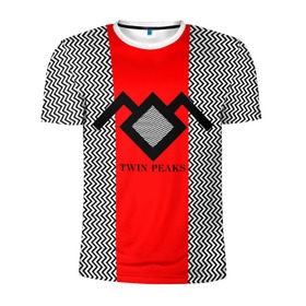 Мужская футболка 3D спортивная с принтом Twin Peaks в Белгороде, 100% полиэстер с улучшенными характеристиками | приталенный силуэт, круглая горловина, широкие плечи, сужается к линии бедра | twin peaks | абстракция | арт | зигзаговые | лого | надпись | полосы | сериал | твин пикс | фильмы