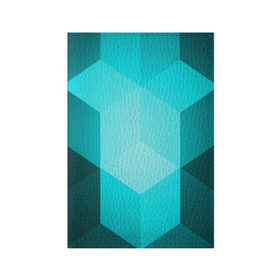 Обложка для паспорта матовая кожа с принтом Neon Cube в Белгороде, натуральная матовая кожа | размер 19,3 х 13,7 см; прозрачные пластиковые крепления | бирюзовый | геометрия | кубы | яркий