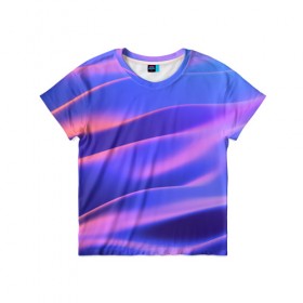 Детская футболка 3D с принтом Water Colors в Белгороде, 100% гипоаллергенный полиэфир | прямой крой, круглый вырез горловины, длина до линии бедер, чуть спущенное плечо, ткань немного тянется | абстракция | вода.цветные | волны | краски | море | радужные | розовый | синий | фиолетовый | цвет | цвета | яркие