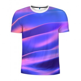 Мужская футболка 3D спортивная с принтом Water Colors в Белгороде, 100% полиэстер с улучшенными характеристиками | приталенный силуэт, круглая горловина, широкие плечи, сужается к линии бедра | Тематика изображения на принте: абстракция | вода.цветные | волны | краски | море | радужные | розовый | синий | фиолетовый | цвет | цвета | яркие