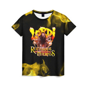 Женская футболка 3D с принтом Recuerdos Muertos в Белгороде, 100% полиэфир ( синтетическое хлопкоподобное полотно) | прямой крой, круглый вырез горловины, длина до линии бедер | глэм | группа | метал | монстры | рок | хард | хардрок | хэви | хэвиметал | шок | шокрок