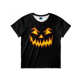 Детская футболка 3D с принтом Halloween в Белгороде, 100% гипоаллергенный полиэфир | прямой крой, круглый вырез горловины, длина до линии бедер, чуть спущенное плечо, ткань немного тянется | 31 октября | halloween | арт | монстр | праздник | рожица | тыква | хэллоуин