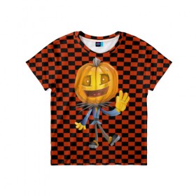 Детская футболка 3D с принтом Happy Halloween! в Белгороде, 100% гипоаллергенный полиэфир | прямой крой, круглый вырез горловины, длина до линии бедер, чуть спущенное плечо, ткань немного тянется | 
