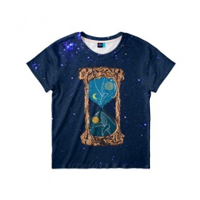 Детская футболка 3D с принтом Звёздные часы в Белгороде, 100% гипоаллергенный полиэфир | прямой крой, круглый вырез горловины, длина до линии бедер, чуть спущенное плечо, ткань немного тянется | Тематика изображения на принте: звезды | кит | космос | плеяды | пространство | созвездие | часы