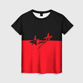 Женская футболка 3D с принтом Группа Алиса в Белгороде, 100% полиэфир ( синтетическое хлопкоподобное полотно) | прямой крой, круглый вырез горловины, длина до линии бедер | алиса | группа | красный | рок | черный
