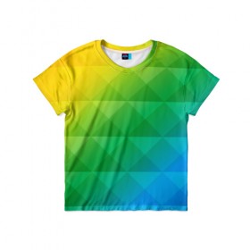 Детская футболка 3D с принтом Colored wall в Белгороде, 100% гипоаллергенный полиэфир | прямой крой, круглый вырез горловины, длина до линии бедер, чуть спущенное плечо, ткань немного тянется | геометрия | квадрат | текстура | цветной
