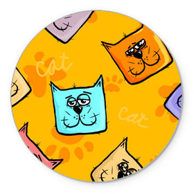Коврик круглый с принтом Котики в Белгороде, резина и полиэстер | круглая форма, изображение наносится на всю лицевую часть | cat | животные | кот | котик | кошка