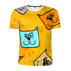 Мужская футболка 3D спортивная с принтом Котики в Белгороде, 100% полиэстер с улучшенными характеристиками | приталенный силуэт, круглая горловина, широкие плечи, сужается к линии бедра | cat | животные | кот | котик | кошка