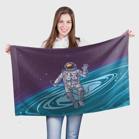 Флаг 3D с принтом Привет из космоса в Белгороде, 100% полиэстер | плотность ткани — 95 г/м2, размер — 67 х 109 см. Принт наносится с одной стороны | астронавт | галактика | звезды | космонавт | космос