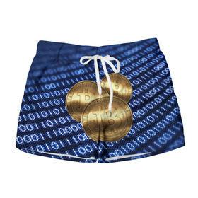 Женские шорты 3D с принтом Bitcoin в Белгороде, 100% полиэстер | прямой крой, два кармана без застежек по бокам. Мягкая трикотажная резинка на поясе, внутри которой широкие завязки. Длина до середины бедра | bitcoin | блокчейн | криптовалюта
