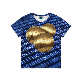 Детская футболка 3D с принтом Bitcoin в Белгороде, 100% гипоаллергенный полиэфир | прямой крой, круглый вырез горловины, длина до линии бедер, чуть спущенное плечо, ткань немного тянется | bitcoin | блокчейн | криптовалюта