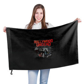 Флаг 3D с принтом Группа Hollywood Undead в Белгороде, 100% полиэстер | плотность ткани — 95 г/м2, размер — 67 х 109 см. Принт наносится с одной стороны | 