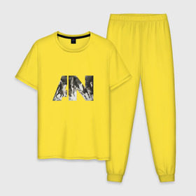 Мужская пижама хлопок с принтом AWOLNATION в Белгороде, 100% хлопок | брюки и футболка прямого кроя, без карманов, на брюках мягкая резинка на поясе и по низу штанин
 | 