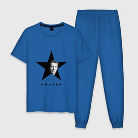 Мужская пижама хлопок с принтом Звезда Дэвида Боуи в Белгороде, 100% хлопок | брюки и футболка прямого кроя, без карманов, на брюках мягкая резинка на поясе и по низу штанин
 | bowie | david | альтернативный | арт | боуи | глэм | джаз | дэвид | музыка | музыкант | певец | поп | попрок | психоделический | рок | соул | хард | хардрок | экспериментальный | электронная | эмбиент