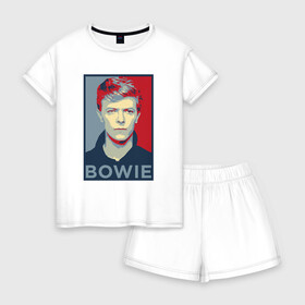 Женская пижама с шортиками хлопок с принтом David Bowie в Белгороде, 100% хлопок | футболка прямого кроя, шорты свободные с широкой мягкой резинкой | bowie | david | альтернативный | арт | боуи | глэм | джаз | дэвид | музыка | музыкант | певец | поп | попрок | психоделический | рок | соул | хард | хардрок | экспериментальный | электронная | эмбиент