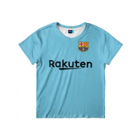 Детская футболка 3D с принтом Barcelona away 2018 в Белгороде, 100% гипоаллергенный полиэфир | прямой крой, круглый вырез горловины, длина до линии бедер, чуть спущенное плечо, ткань немного тянется | away | barcelona | champions | league | барселона | выездная | гостевая | лига | чемпионов
