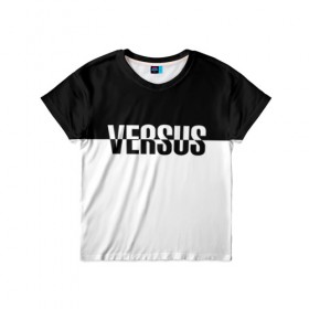 Детская футболка 3D с принтом VERSUS в Белгороде, 100% гипоаллергенный полиэфир | прямой крой, круглый вырез горловины, длина до линии бедер, чуть спущенное плечо, ткань немного тянется | Тематика изображения на принте: battle | hip hip | rap | versus | батл | версус | реп | хип хоп