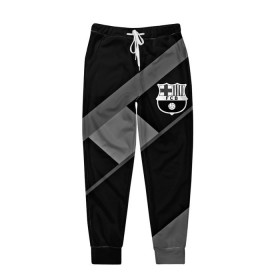 Мужские брюки 3D с принтом FC Barcelona gray collection в Белгороде, 100% полиэстер | манжеты по низу, эластичный пояс регулируется шнурком, по бокам два кармана без застежек, внутренняя часть кармана из мелкой сетки | fc barcelona | мяч | спорт | футбол | чеппионат