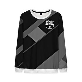 Мужской свитшот 3D с принтом FC Barcelona gray collection в Белгороде, 100% полиэстер с мягким внутренним слоем | круглый вырез горловины, мягкая резинка на манжетах и поясе, свободная посадка по фигуре | Тематика изображения на принте: fc barcelona | мяч | спорт | футбол | чеппионат