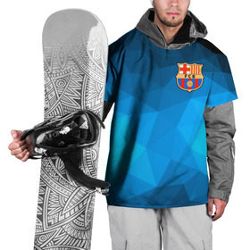 Накидка на куртку 3D с принтом FC Barcelona blue polygon 2018 в Белгороде, 100% полиэстер |  | fc barcelona | мяч | спорт | футбол | чеппионат 