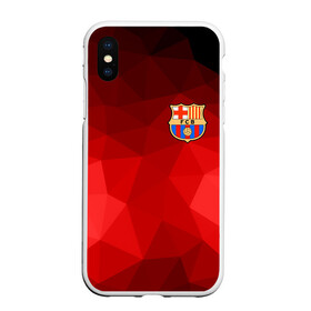 Чехол для iPhone XS Max матовый с принтом FC Barcelona red polygon 2018 в Белгороде, Силикон | Область печати: задняя сторона чехла, без боковых панелей | fc barcelona | мяч | спорт | футбол | чеппионат