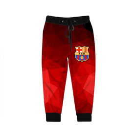 Детские брюки 3D с принтом FC Barcelona red polygon 2018 в Белгороде, 100% полиэстер | манжеты по низу, эластичный пояс регулируется шнурком, по бокам два кармана без застежек, внутренняя часть кармана из мелкой сетки | fc barcelona | мяч | спорт | футбол | чеппионат