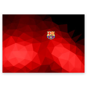 Поздравительная открытка с принтом FC Barcelona red polygon 2018 в Белгороде, 100% бумага | плотность бумаги 280 г/м2, матовая, на обратной стороне линовка и место для марки
 | fc barcelona | мяч | спорт | футбол | чеппионат