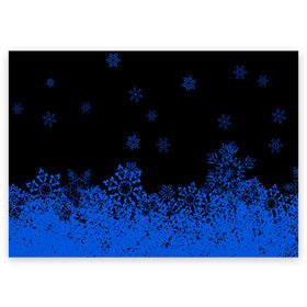 Поздравительная открытка с принтом Голубые снежинки в Белгороде, 100% бумага | плотность бумаги 280 г/м2, матовая, на обратной стороне линовка и место для марки
 | 