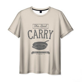 Мужская футболка 3D с принтом The Real Carry - Pan Protectio в Белгороде, 100% полиэфир | прямой крой, круглый вырез горловины, длина до линии бедер | battlegrounds | playerunknowns | pubg | пубг | сковородка