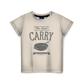Детская футболка 3D с принтом The Real Carry - Pan Protectio в Белгороде, 100% гипоаллергенный полиэфир | прямой крой, круглый вырез горловины, длина до линии бедер, чуть спущенное плечо, ткань немного тянется | battlegrounds | playerunknowns | pubg | пубг | сковородка