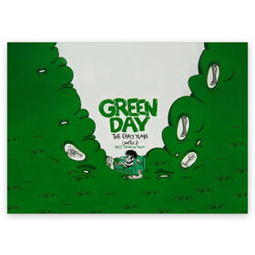 Поздравительная открытка с принтом Монстр Green Day в Белгороде, 100% бумага | плотность бумаги 280 г/м2, матовая, на обратной стороне линовка и место для марки
 | american idiot | green day | альтернативный | билли джо армстронг | грин дей | группа | зелёный день | майк дёрнт | музыка | надпись | панк | поп | поппанк | рок | тре кул